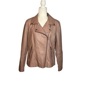 Style & Co. faux leather moto jacket in dusty rose - M